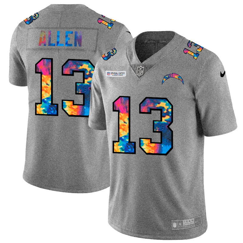 NFL Los Angeles Chargers 13 Keenan Allen Men Nike MultiColor 2020  Crucial Catch  Jersey Grey